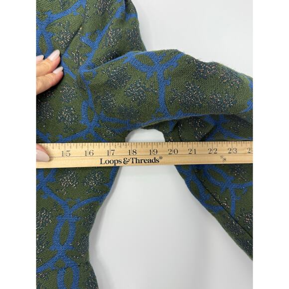 Tracy Reese Wool Blend Brocade Jacket Green Blue Metallic Pattern Size 6 - Picture 6 of 8